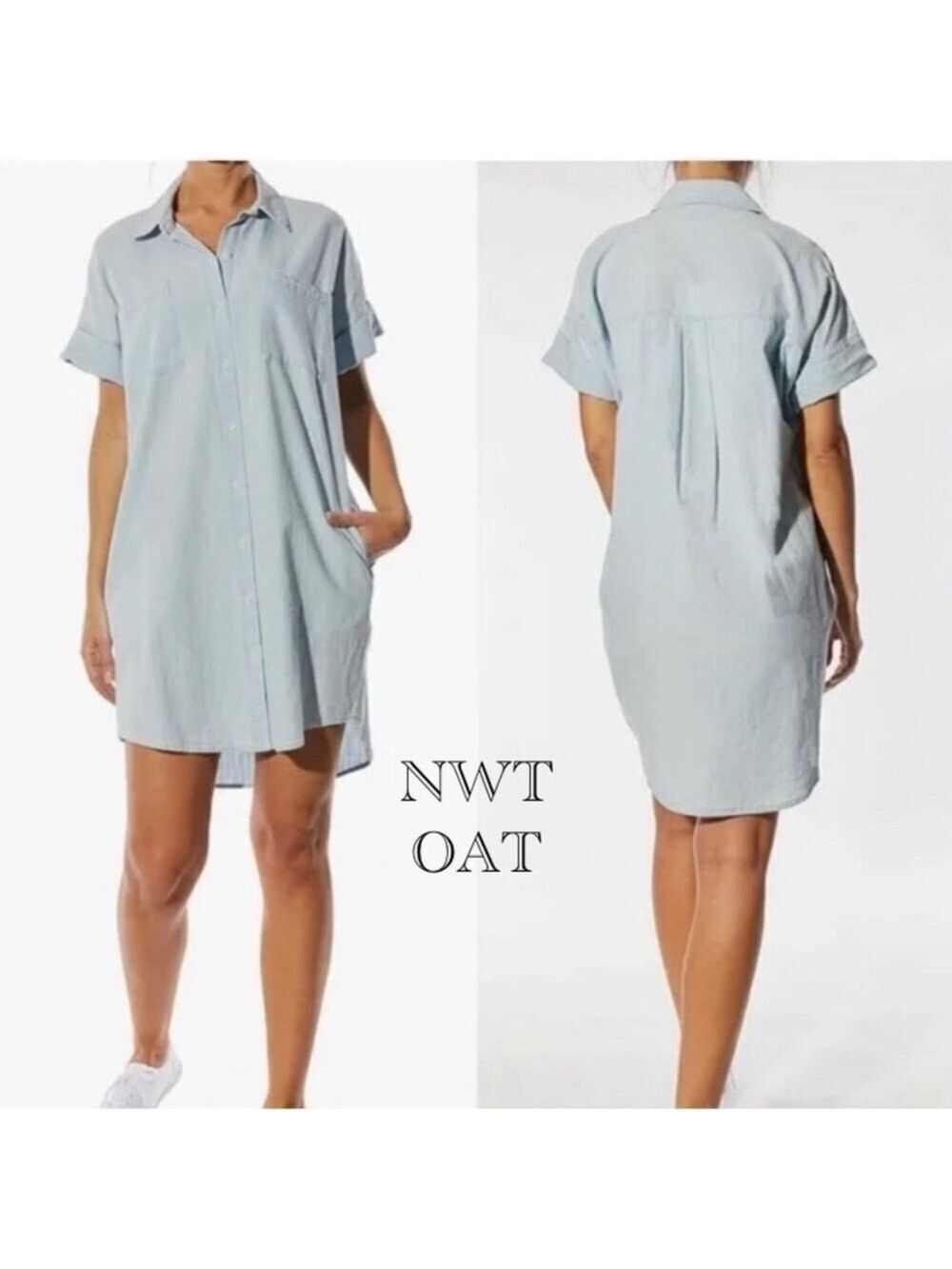 OAT New York Oversized Shirtdress Light Cayman Blue Women’s L 12-14